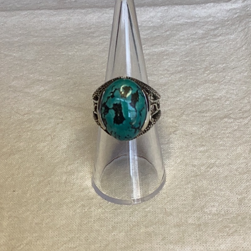 Final Sale Price Silver Detailed Turquoise Ring 25$